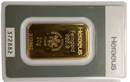 Heraeus 20 Gramm Goldbarren