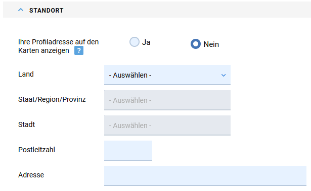 Standortangabe für Kleinanzeigen